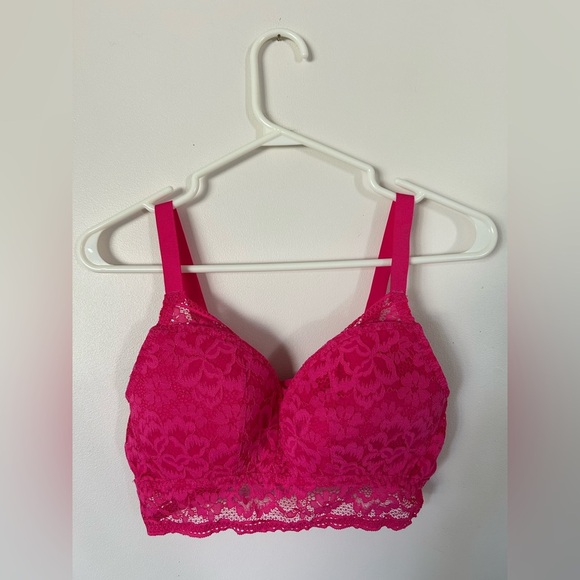 Knix Wireless Lace Bustier Size L Shocking Pink - Picture 1 of 7